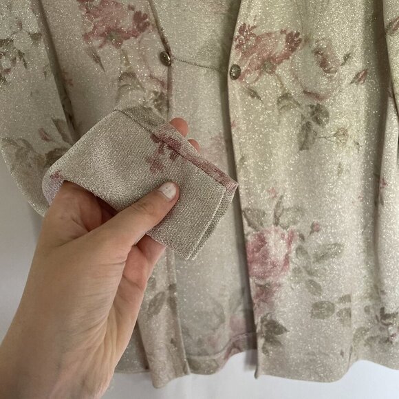 Arianna by Rachel Kaye vintage grandma style padded shoulders floral cardigan - Picture 4 of 8